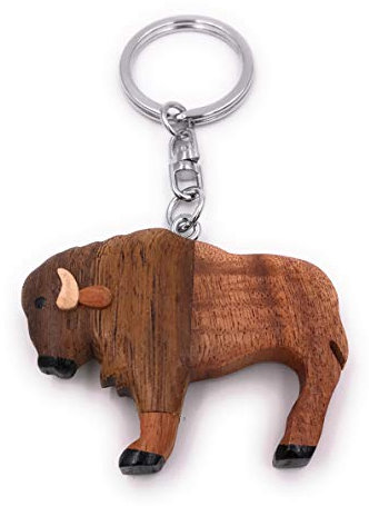 Onwomania - -Bulle Stier Stierkampf Schlüsselanhänger - Holz Glücksbringer ideal als Geschenk z.B. für den besten Freund, die beste Freundin, Mama - Für Männer, Frauen & Kinder