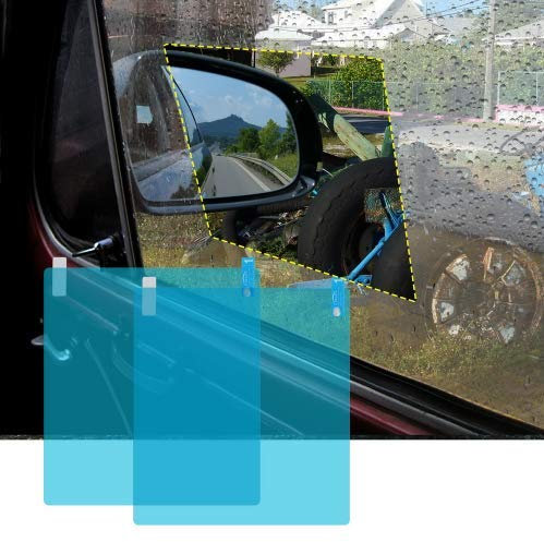 Globents Car Side Window Protective Film Anti Fog Membrane Anti-glare Waterproof Rainproof Car Sticker Clear Film 2 Pieces/Set