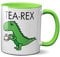 Tea-Rex Mug - Ceramic Tea Coffee Hot Drinks Cup Birthday Christmas Gift Present (Green Handle)