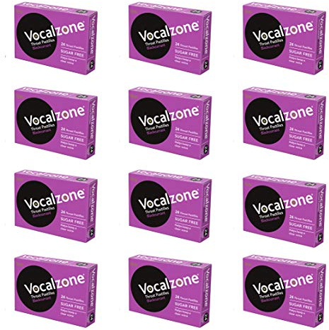 Vocalzone Throat Pastilles Blackcurrant Sugar Free 12 Packs 24- for Sore Throats and Hoarseness When Overusing Your Voice. Produced and Sold in the United Kingdom Since 1912