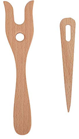Knitting Fork and Eye Needle Kit Wood Cord Making Hand Cut Lucet Fork Ancient Cording Tool for Knitters Crocheters and All Fiber Artists
