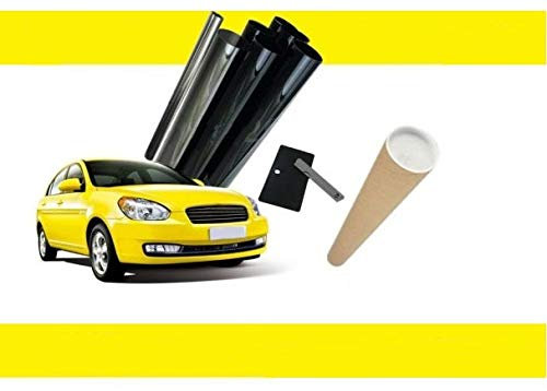 JJ 9m x 76cm Film Teinté pour Vitres De Voiture Teintant Un Film Noir Très Foncé VLT 5% Rouleau De Film Solaire De Protection pour Auto Voiture Batiment