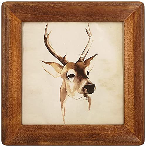 icheesday 8x8 Photo Frames, Rustic Wooden Square Picture Frame with Real Glass Front,Wall and Tabletop (20 x 20 cm)