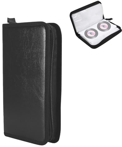 GAESHOW Discs Tasche, 80 CD/DVD Halter Aufbewahrungstasche, Kunstpu-Leder CD Organizer, CD Tasche Albumtasche, DVD Organizer Hülle, DVD Booklet