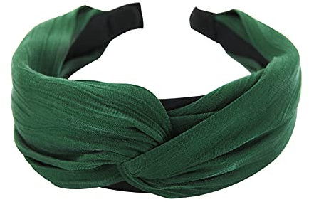 axy Haarreif mit raffinierten Knoten und leichtem Glanz - Wunderschön Stirnband Haarschmuck Haarreifen HRD2 (Grün)