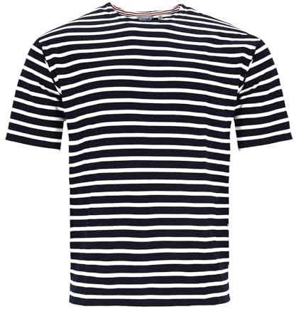 modAS Herren T-Shirt Bretonisches Streifenshirt - Ringelshirt Streifenshirt Kurzarm mit Streifen aus Baumwolle in Weiß/Blau Größe 54