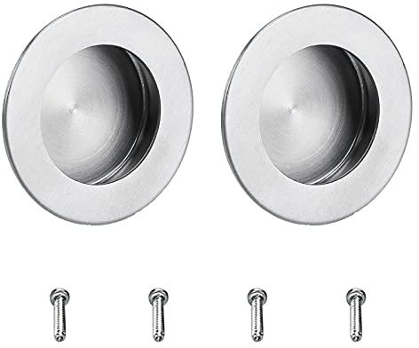MOROBOR 2.5inch Round Embedded Door Handle,2pcs Stainless Steel Round Side Hole Flush Embedded Sliding Door Handle for Door,Cabinet,Drawer Cupboard Wardrobe.