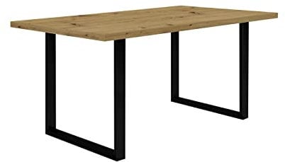 FORTE TABLES Tisch nicht ausziehbar, Holzwerkstoff, Artisan Eiche, Metallbeine schwarz, B x H x T: 160 x 74,7 x 90 cm