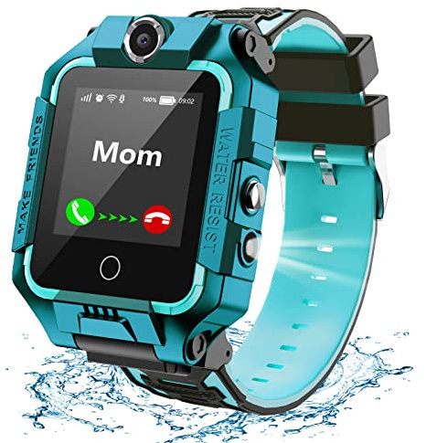 LiveGo Kinder Smartwatch 4G, Wasserdichtes und Sicheres Smartwatch-Telefon mit 360° Drehbarem, GPS-Tracker, Anruf-SOS-Kamera WiFi, 3-12 Jährige Schüler Geburtstagsgeschenk (T10 Cyan)
