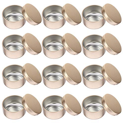 Kerzendosen, 12 Stück, 50 ml, Metall-Kerzenbehälter, Mini-Aufbewahrungsdosen für handgefertigte Kunst, Basteln, Kerzenherstellung, Gläser, trockene Aufbewahrung, Kerzen, Partygeschenke und mehr