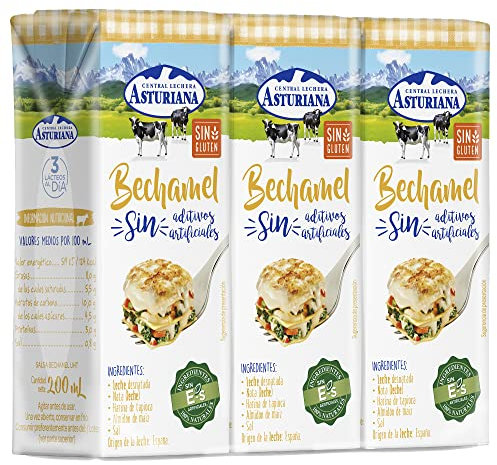 Central Lechera Asturiana Bechamel Sin Gluten, Pack 3 x 200ml