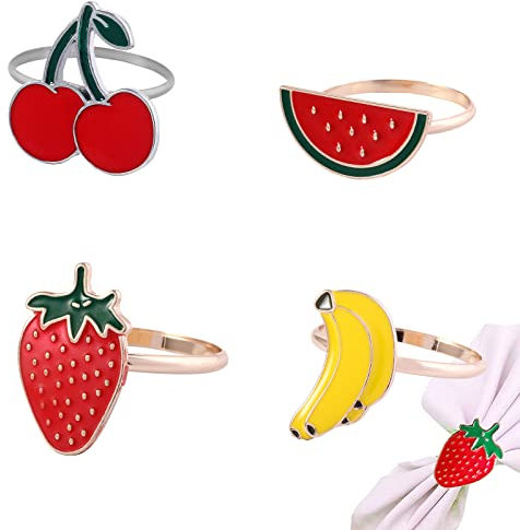 4 Piezas Anillo Servilleta Hechas A Mano, Anillo Servilleta Fruta, Anillo Servilleta Colores, para Hogar, Restaurante, Cafetería, Oficina, Ffiesta, Festival