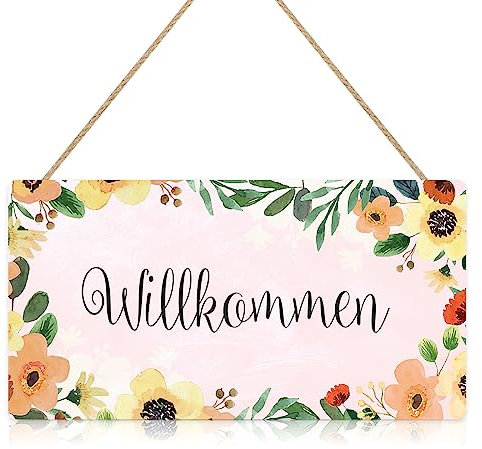 HPNIUB Haustür Deko,Willkommen Zuhause Zeichen,Willkommen Hölzerne tür Zeichen
