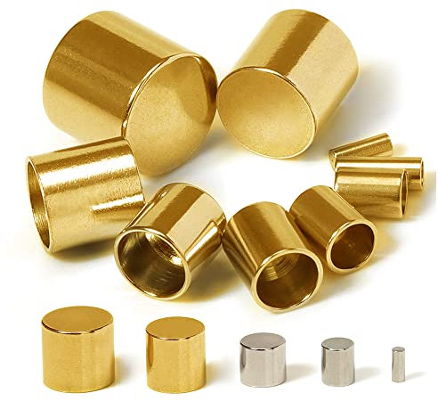 Verschluss-Endkappen, Edelstahl, 2–10 mm, Crimp-Endkappen, runde Kappe, Zubehör for DIY-Schmuck, Anschlussherstellung, 50 Stück (Color : B-Gold Color, Size : 5.0mm Hole)