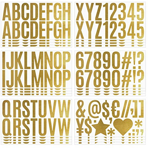 Self Adhesive Vinyl Letter Number Stickers Kit, Mailbox Numbers Sticker for Mailbox, Alphabet Number Stickers, Decals for Sign, Kitchen,Door, Business, Addres (2.5inch, Gold)