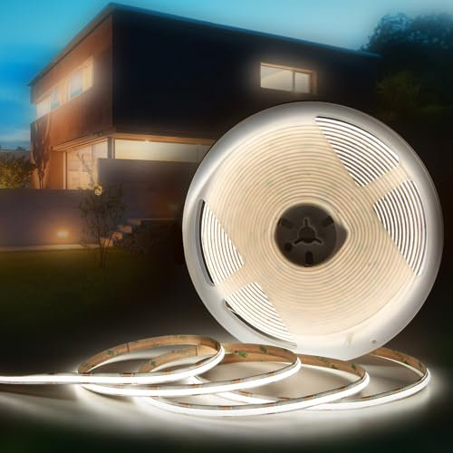 HEXIM COB LED Strip, 1-15 Meter LED Streifen, Auswahl: weiß/CCT/RGB, dimmbar 24V, IP20, 3000-6000K, Band 8mm breit, indirekte Beleuchtung (10 Meter neutralweiß)