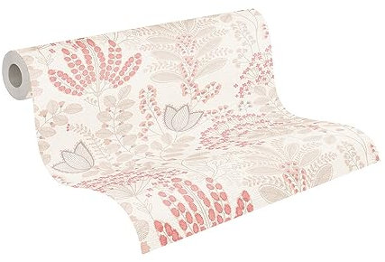 Livingwalls Famous Garden 393492 Papier peint intissé Blanc/taupe/rose/rouge/gris 10,05 x 0,53 m Fabriqué en Allemagne