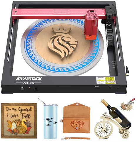 ATOMSTACK A24 Pro Laser Graviermaschine, 120W CNC Lasergravierer und Laser Cutter mit Grenzwertschalter, 24W Ausgangsleistung,36000mm/min hohe Geschwindigkeit Offline Lasergravur für Holz Metall Acryl