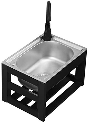 Fregadero Cocina Fregadero de pared pequeña estación de lavado de manos, cocina comercial/doméstica, fregadero de un solo cuenco, fregadero de lavandería, estación de trabajo de acero inoxidable con s