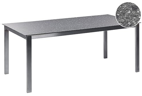 Beliani Gartentisch Sicherheitsglas Keramik schwarz 180x90 cm Edelstahlgestell Cosoleto