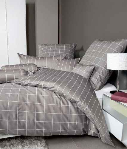 Mako-Satin-Bettwäsche MODERN CLASSIC vulkan 135X200 - (39025 57 135X200,80x80)