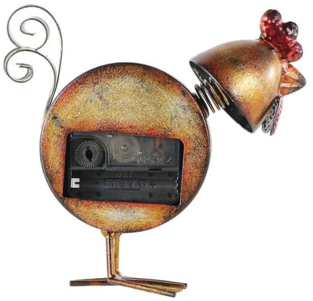 PRETYZOOM Küken-Uhr-Ornament Schreibtischdekorationen Bürouhr nicht tickende Tischuhr Hahn Uhr Vintage-Dekor das Geschenk Hühnerfigur Uhr Tischuhr Dekor altmodisch schmücken Ornamente Eisen