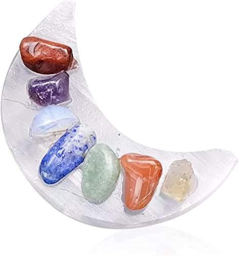 BIRXPMOS Türkis, natürlicher Selenit, Halbmond, Kies, Gips, Kristall, Quarz, Reiki-Edelsteine, Gleichgewicht, Wohnkultur, Edelstein, Dekoration