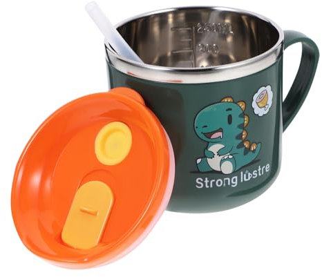 Boys and Girls Stainless Steel Drinking Cup Straw and Lid Insulated Training Cup Odorless and Easy to Clean for Toddlers Milk and Water Material Safe