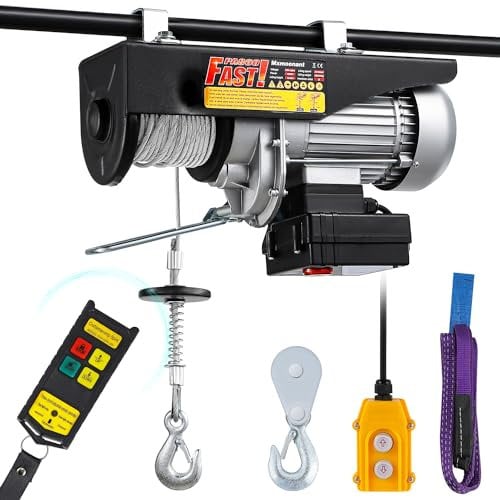 Mxmoonant Polipasto eléctrico, 140/280kg, tipo rápido 10/20m/min, elevación 10/20m, control inalámbrico y por cable, 1600W