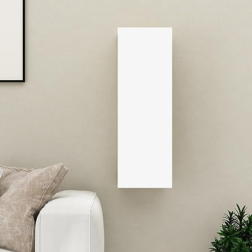 Gecheer TV Cabinet with 2 Shelves Hanging TV Cabinet Wall-Mounted TV Cabinet TV Stand Entertainment Center Storage Cabinet TV Lowboard Cuoboard Wall Cabinet White 30.5x30x90 cm Chipboard
