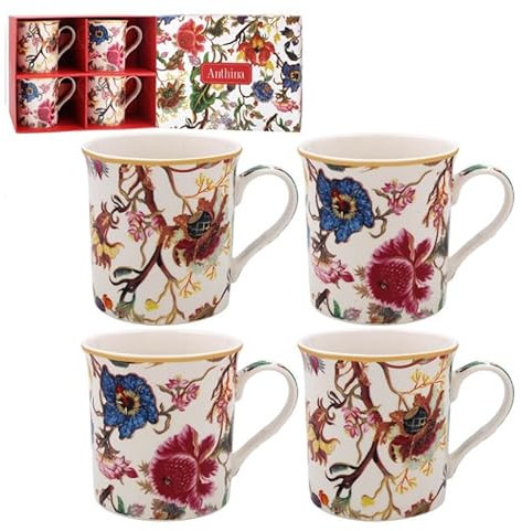 Lesser & Pavey Anthina Tassen-Set aus Keramik, für Zuhause oder Arbeit, hochwertiges Design-Tassen-Set für alle Gelegenheiten, schöne Tassen für Tee, Kaffee und Heißgetränke, 4 Stück