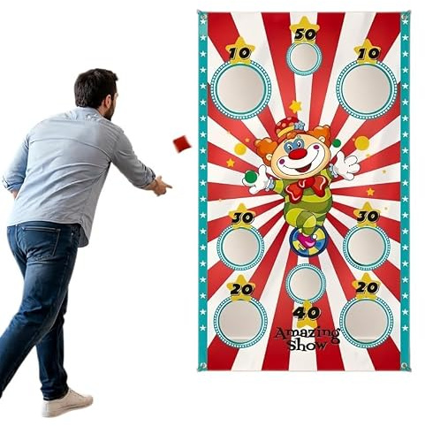 Zirkus Banner Clown Motiv Party Dekoration Hintergrund Banner 140x80cm für Event Raumdeko Indoor Outdoor Feier Karneval Dekor