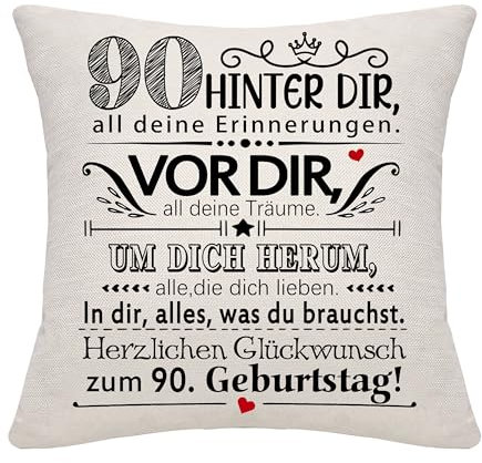 90 Jahre alt Frauen Männer Geburtstag Geschenk Hinter dir all deine Erinnerungen inspirierende Geschenk 90. Geburtstag Geschenk Kissenbezug für Ehefrau Ehemann Mama Papa Freunde Oma Opa Tante(90)