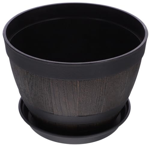 POPETPOP Pflanztöpfe Pflanzgefäße Blumentopf Fass Mit Drainagelöchern Und Untersetzer Sukkulenten-Pflanzgefäß Eimer-Pflanzgefäße Für Gartenbalkonpflanzen B