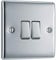 AMK® BG Metal Chrome 10AX Plate Switch 2 Way 2 Gang Controls Two Lights All Fixings Included