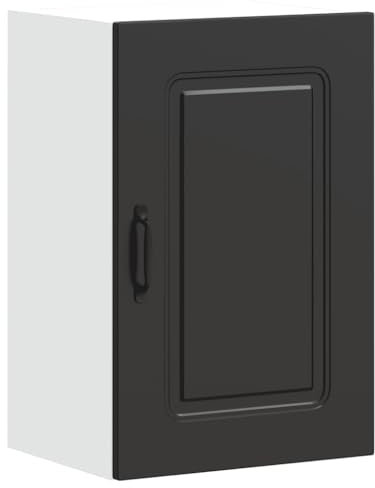 vidaXL Kalmar Kitchen Wall Cabinet - Black Engineered Wood Storage Unit, 40x31x60cm with Ample Space for Kitchen/Bedroom Use