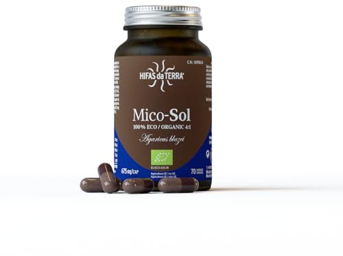 HIFAS DA TERRA - Mico-Sol Reiner Agaricus Extrakt Kapseln aus Mandelpilz 4:1, 990 mg Extrakt pro Tag - 70 Kapseln