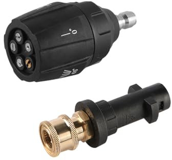 Ieron 1/4'' Quick Connect Fitting and 5-in-1 Power Washer Spray Nozzle Tips Multiple Angles Pressure Washer Adapter Brass High Pressure Washer Accessories for K2-K7