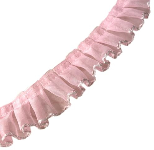 Anevous 3 Yards Spitzenband Spitzenborte, Netzspitzenborte Zierborte Bänder RüSchenborte Spitzenbordüre Zierband, Dekoband Spitzenbesatz Deko für Nähen Basteln Applikation Hochzeit Party,Rosa