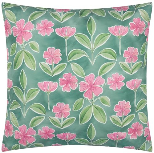 furn. Wylder Nature Viola Printed Reversible Outdoor Polyester Filled Cushion - Duck Egg Blue - 45x45cm