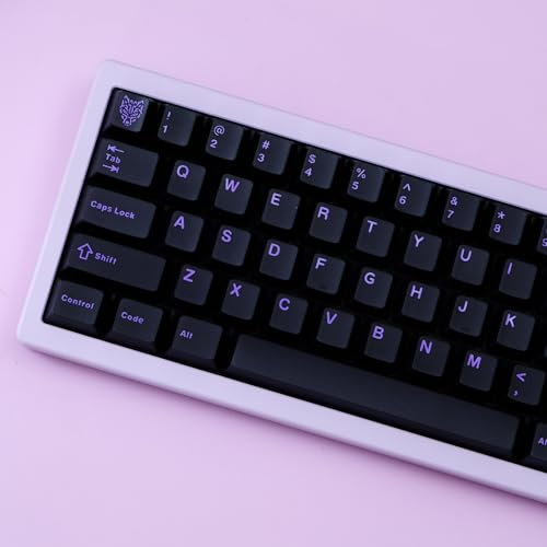 114 Keys Doubleshot Tranlucent Keycaps, Purple Black keycaps, Cherry Profile Keycap Set for 60% 65% 75% Mechanical Keyboard Cherry Mx Switches