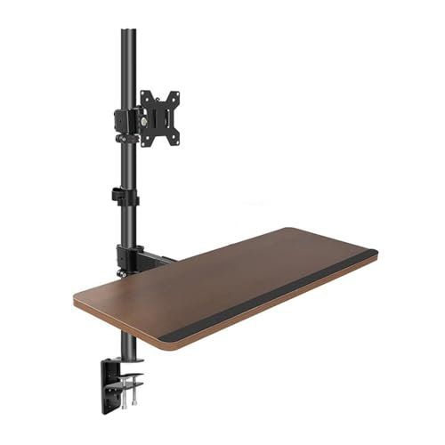 DFGHNBVC Monitor Mount Single Monitor Desk Mount with Keyboard Tray， Height Adjustable Monitor Mount arm with C-Clamp Base for Most 17-40 Screens， Holds up to 29.7 lbs，One Color-17