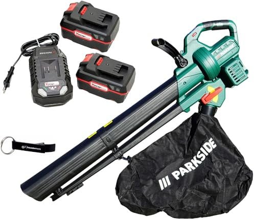 HEADNMORE® Bundle - Parkside® 40V Akku Laubsauger Laubbläser PLSBA 40 (inkl. 2x4Ah Akku) + Schlüsselanhänger