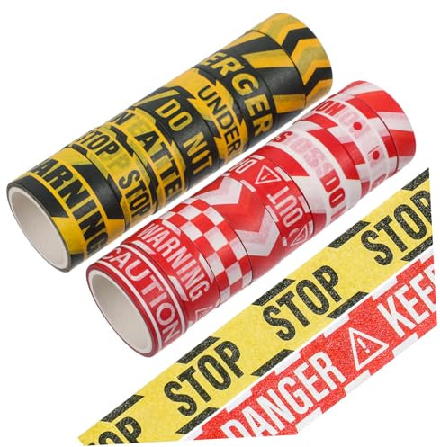 CIMAXIC 16 Rollen Süßes Band Klebeband Für Scrapbooking Notizen Markierung Gelbes Klebeband Neon Fluoreszierend Kommentieren Streifen Barriere Warnung Gefahrenband Party Japanisches Papier