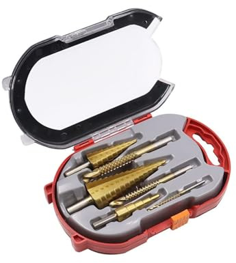 6 Pcs Titanium Coated Drill Bit Set, Including 3 Sizes of Step and Twist Drill Bits for Metalworking, Woodworking, Hole Drilling BOGA