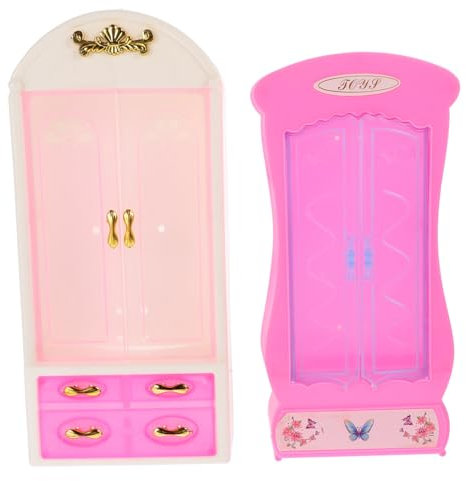 LRXIYODE 2stücke Miniatur Kleiderschrank Aus Kunststoff Dekorative Puppenhausmöbel Für Miniaturen Für Puppenhaus-Dekoration Und Kreative Spielwelten