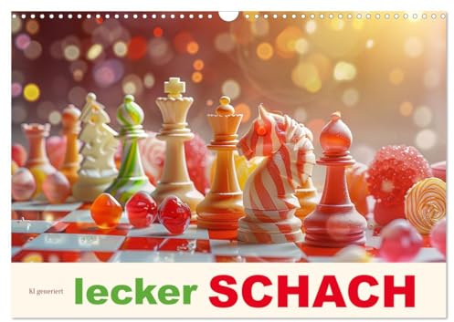 Lecker Schach (Wandkalender 2026 DIN A3 quer), CALVENDO Monatskalender: Genussvolle Züge - Schach für Naschkatzen - KI generiert (CALVENDO Lifestyle)