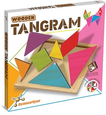 Science4you Wooden Tangram Puzzles for Kids 3 4 5 6 Years Old – Wooden Tangram Jigsaws, Vintage Figures Game, Mind Game for Childrens, Montessori Educational Toy for Boys & Girls Age 3 4 5 6+ Years