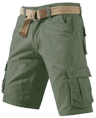 Cargo Homme Short De Travail Pantalon avec Élastique À La Taille Camouflage Bermuda Pantacourt Été Vêtements Shorts Et Bermudas Long Grande Baggy Tactique Treillis Militaire,Vert-B,42