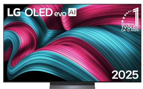 LG OLED evo AI C5 65 pollici, Smart TV 4K, Processore α9 Gen8, Brightness Booster, webOS con AI, Dolby Vision & Atmos, Gaming con VRR e GSYNC 4K@144Hz, OLED65C56LB 2025